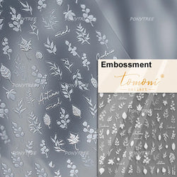 Mini Three Leaf Flower Magnolia Lotus Flower Stem Gradual Petal Line Arc Metal Sillver Delicate Nail Art Stickers Manicure Decal (Online Order Only)