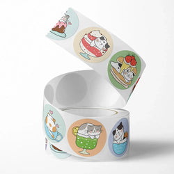 100-500pcs Cartoon Cat Stickers Round Adhesive Labels For Kids Children Teacher Prize Business Gift Wraps Decorative Stickers (ONLINE ORDER ONLY)
