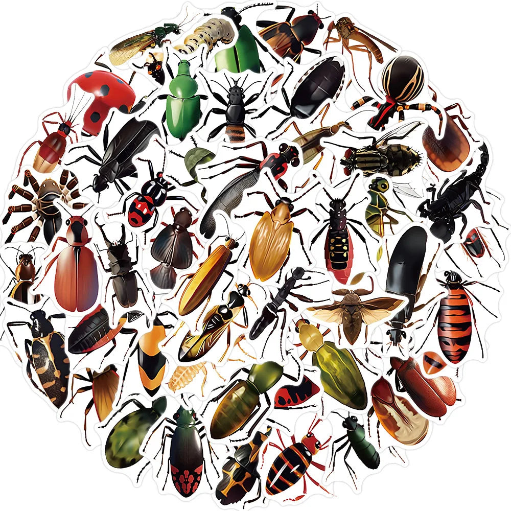Insect Animal Cartoon Stickers for Kids - 10/30/50PCS DIY Decoration for Suitcase, Notebook, Phone (Online Order Only)
