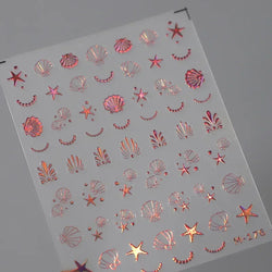 Shiny Laser Constellation Totem Pink Blue Gold Silver Shell Starfish Moon Star 3D Self Adhesive Nail Art Sticker Manicure Decals (ONLINE ORDER ONLY)
