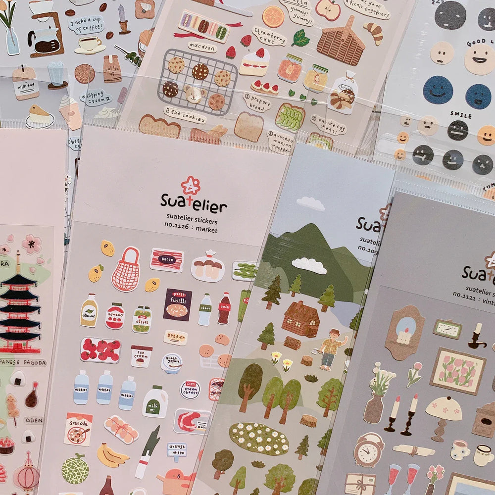 Korean Import Original Suatelier Daily Stickers Scrapbooking Diy Journal Stationery Sticker Children Decor Art Supply (Online Order Only)