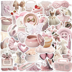 10/30/50PCS Kawaii Pink Ballet PVC Sticker Aesthetic Korean Stationery Decoration Scrapbooking School Supplies for Kids (ONLINE ORDER ONLY)