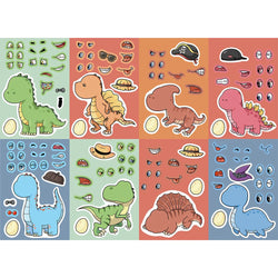 8/16Sheets Cute Dinosaur Puzzle Stickers Make-a-Face Games Toy Create Your Own DIY Funny Cartonn Assemble Jigsaw Children Gift (ONLINE ORDER ONLY)