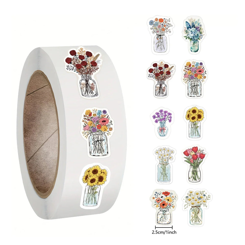 500pcs Cartoon Flowers, Vases, and Rainbow Stickers (ONLINE ORDER ONLY)