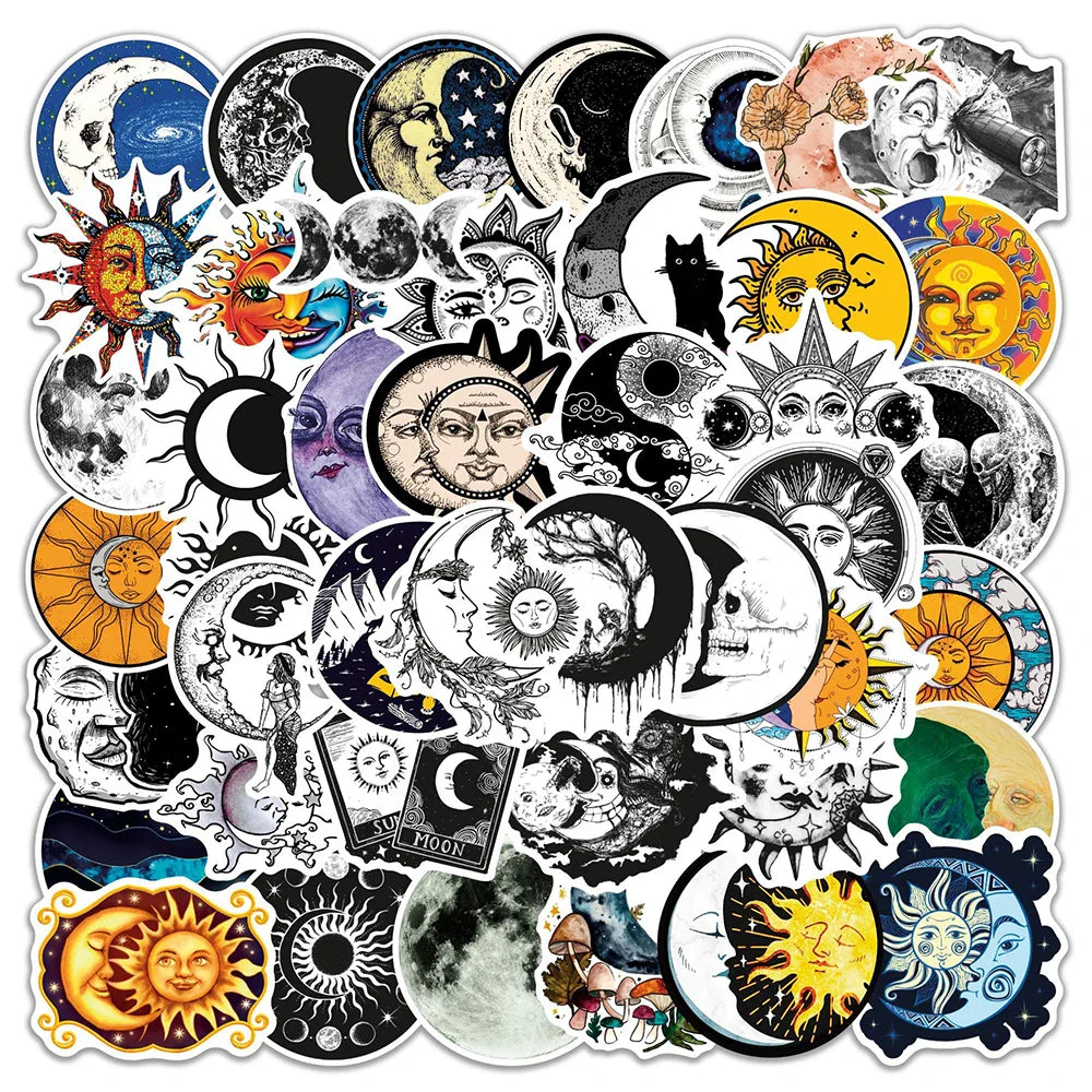 10/30/50PCS Cool Mysterious Moon Gothic Graffiti Stickers Art Aesthetic Decals Kid Toy Skateboard Motorcycle Laptop Car Sticker (ONLINE ORDER ONLY)