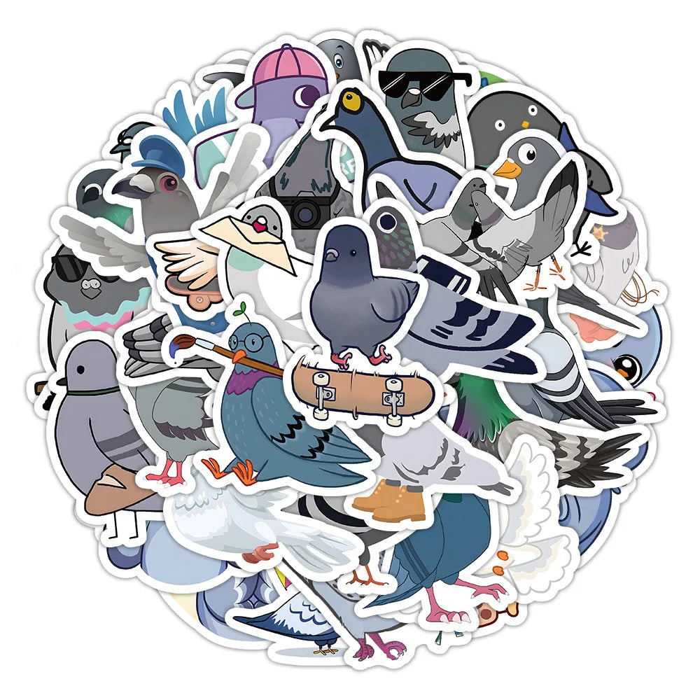 10/30/60PCS Cute Pigeon Stickers Cartoon Animal Wall Decals Decoration DIY Laptop Phone Notebook Suitcase Car Bike Kids Toy Gift (Online Order Only)