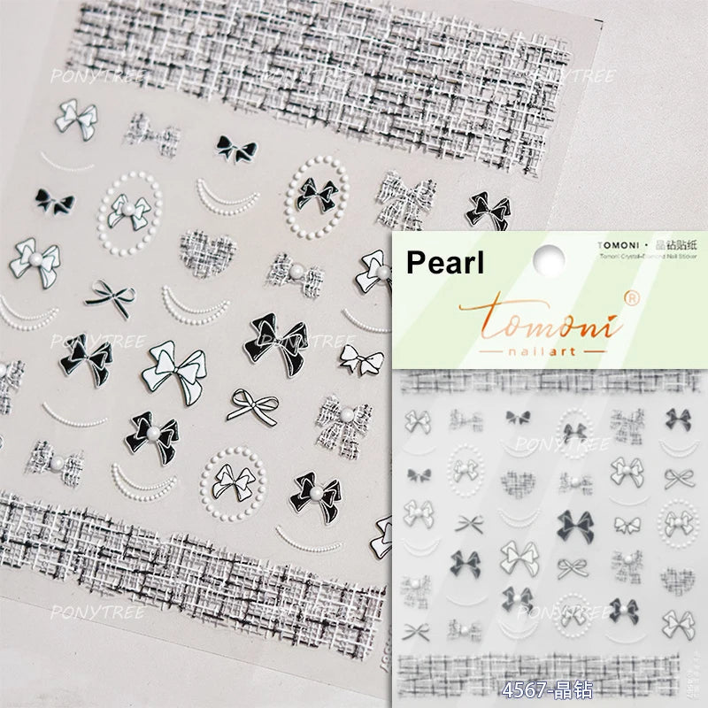 Black Rabbit Bunny Ribbon Bowknot Flower Cake Daisy Dessert Knife Fork Butterfly Self Adhesive Nail Art Stickers Manicure Decals (ONLINE ORDER ONLY)