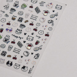 Line Cat Dog Bear Rabbit Chicken Animals Apple Cherry Cake Bowknot Butterfly Balloon Rainbow Nail Art Stickers Manicure Decals (ONLINE ORDER ONLY)