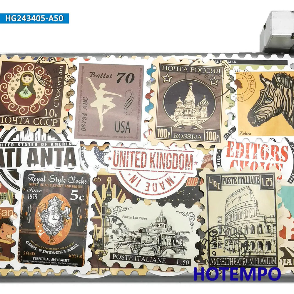 20/30/50Pieces, Stamp Style stickers, Travel Label Ticket, Retro Postmark, for DIY Creative Decoration, Sticker Toys (Online Order Only)