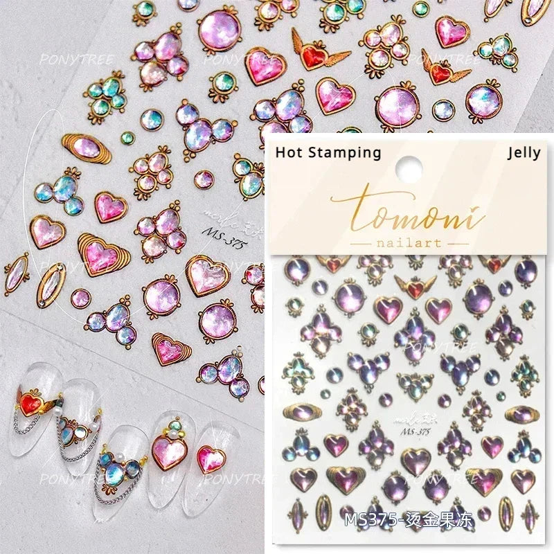 Colourful Graffiti Round Dot Line Water Droplet Cute Comma Geometric Jelly 5D Self Adhesive Nail Art Stickers Manicure Decals (Online Order Only)