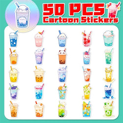 10/30/50PCS Panda Pearl Milk Tea PVC Sticker Aesthetic Children's Decoration Scrapbooking Stationery School Supplies for Kids (Online Order Only)