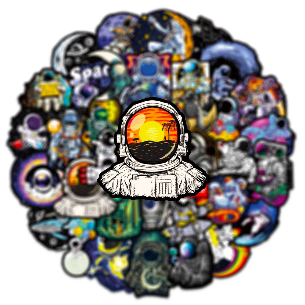 10/30/50PCS Outer Space Astronaut Graffiti Stickers Cartoon Decal DIY Skateboard Phone Motorcycle PVC Waterproof Kid Sticker Toy (Online Order Only)