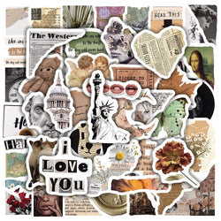 10/30/50pcs Aesthetic INS Vintage Stickers Retro Vsco Vinyl Graffiti Decals DIY Stationary Notebook Diary Sticker Toy Kids Gift (Online Order Only)