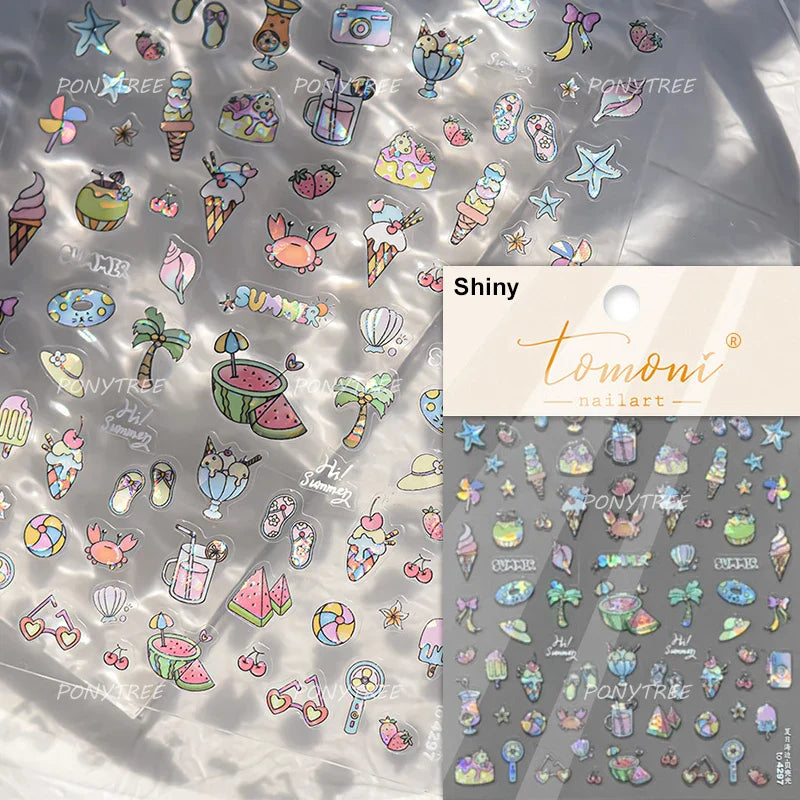 Star Drift Bottle Current Bottle Jellyfish Marine Meteor Water Bubble Love Heart Self Adhesive Nail Art Stickers Manicure Decals (ONLINE ORDER ONLY)