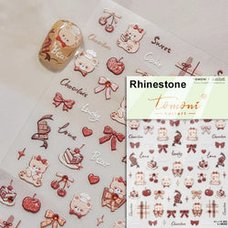 Bowknot Bear Cake Chocolates Food Star Cherry Apple Cook Love Heart Adhesive Nail Art Sticker Rhinestone Reliefs Manicure Decal (ONLINE ORDER ONLY)