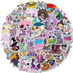 Gothic Skull Witch Ghost Stickers Waterproof Decals for Laptop Bike Skateboard Guitar (Online Order Only)