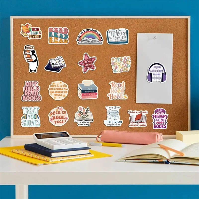 10/30/50PCS Cartoon Reading PVC Sticker Aesthetic Decoration Scrapbooking Sketchbook Korean Stationery School Supplies for Kids (ONLINE ORDER ONLY)