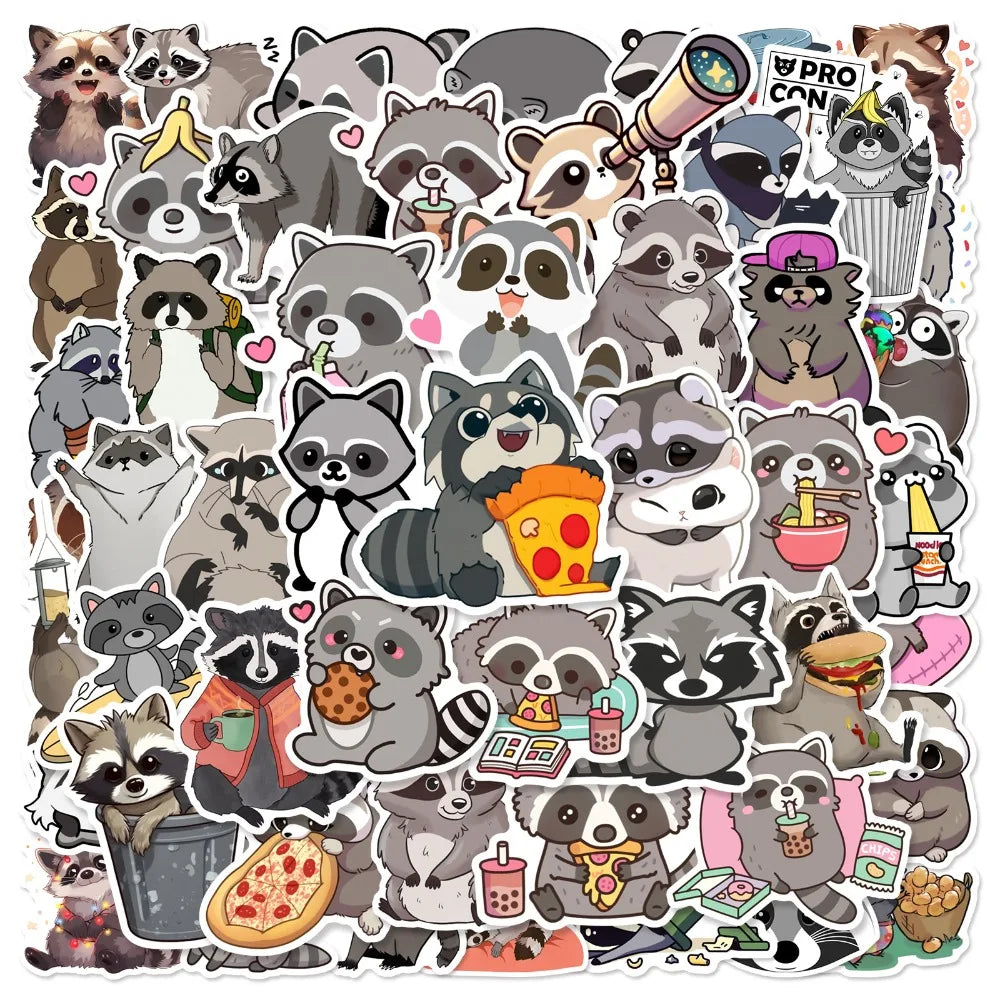 Cartoon Raccoon Stickers for Luggage, Notebook, Laptop, Phone, Kids Toy - 10/25/50pcs (Online Order Only)