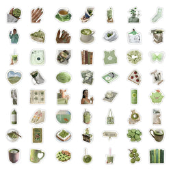 10/30/60PCS Aesthetic Green Stickers Cute Ins Style Simple Decals For Phone Scrapbook Suitcase Phone Laptop Fridge Cartoon Toys (ONLINE ORDER ONLY)