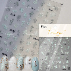 Mini Three Leaf Flower Magnolia Lotus Flower Stem Gradual Petal Line Arc Metal Sillver Delicate Nail Art Stickers Manicure Decal (Online Order Only)