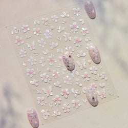 Embossed Flower Pink Butterfly Lucky Peach Blossom Chic Spring Petal 5D Soft Relief Adhesive Nail Art Stickers Manicure Decals (Online Order Only)