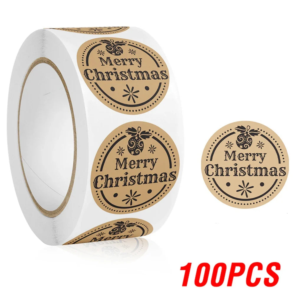 100-500pcs Merry Christmas Santa Claus Labels Stickers for Gift Package Card Envelope Wrapping Party Baking Small Business (Online Order Only)