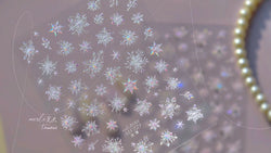 Flying Snowflakes Cold Winter Geometric Hexagon Star Romantic Adhesive Nail Art Stickers Embossment Rhinestone Manicure Decals (ONLINE ORDER ONLY)