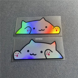 1 Pair Cute Cat Car Stickers Outside Decoration Applique Motocross Auto Truck Window Body Decal Reflective Laser (ONLINE ORDER ONLY)