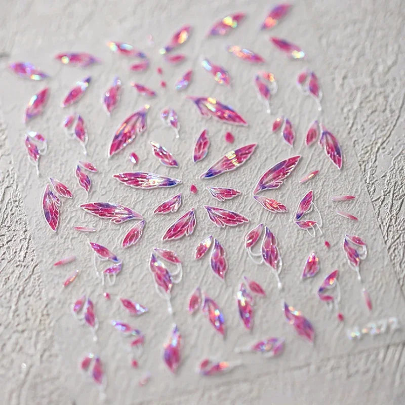 Charming White Shiny Pearl Rhinestone Wings Feathers Crown Moon Stars 3D Self Adhesive Nail Art Sticker Manicure Decal Wholesale (ONLINE ORDER ONLY)