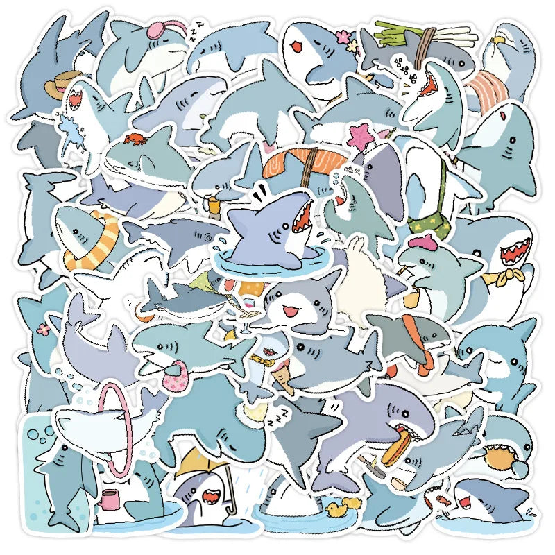Shark Meme Stickers Pack - Cute Animal Decals for Laptop, Guitar, Car, Bike, Skateboard, Kids Toy (ONLINE ORDER ONLY)