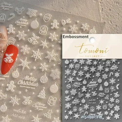 Black White Christmas Tree Snowflake Bowknot Snowman Socks Star Santa Hat Deer Rhinestone Winter Nail Art Sticker Manicure Decal (Online Order Only)