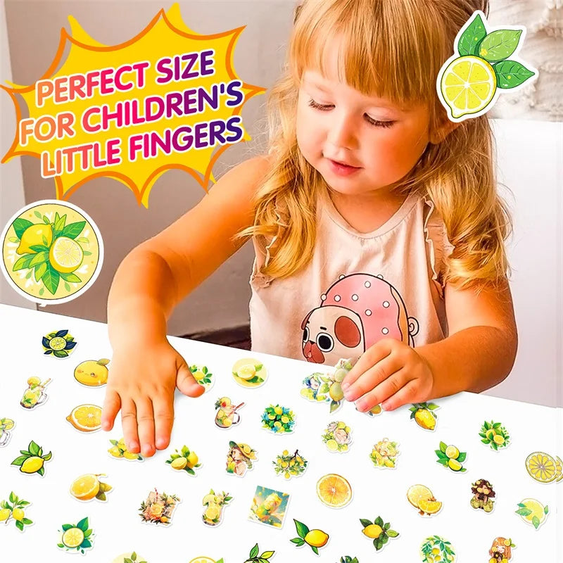 10/30/50PCS Fresh Lemon PVC Sticker Aesthetic Children's Decoration Scrapbooking Korean Stationery School Supplies for Kids (ONLINE ORDER ONLY)