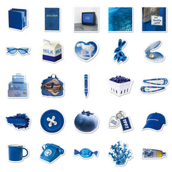 10/30/50PCS Ins Style Cartoon Blue Stickers Graffiti Decoration DIY Phone Bike Guitar Notebook Skateboard Kids Cute Decals Toys (ONLINE ORDER ONLY)