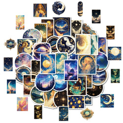 Black Starry Sky Universe Cartoon Stickers PVC Waterproof Skateboard Notebook Graffiti Toy (Online Order Only)