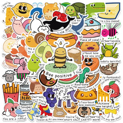 50pcs Funny Cartoon Food Animal Stickers For Kids Adults Student Reward Decals For Laptop Water Bottle Diary Vinyl Stickers (ONLINE ORDER ONLY)