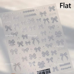 Pink Blue Bowknot Star Lace Round Dot Starburst Spot Leopard Print 3D Self Adhesive Nail Art Decorations Sticker Manicure Decals (ONLINE ORDER ONLY)