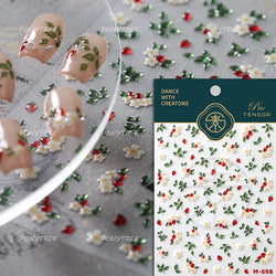 Pink Juicy Strawberry Fruit Cutting Line Ribbon Bowknot Star Happy Sweet Lovely Fruits Delicate Nail Art Stickers Manicure Decal (ONLINE ORDER ONLY)