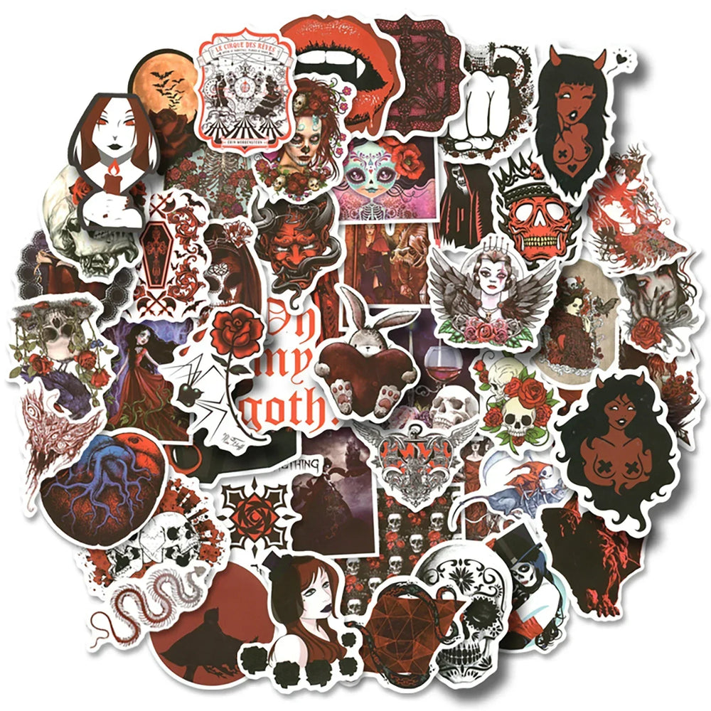 50pcs Horror Skull Gothic Stickers Aesthetic Graffiti Stickers Luggage Skateboard Laptop  Guitar Sticker Decals (ONLINE ORDER ONLY)