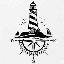 Van Camping Rv Caravan Lighthouse Comb of the Winds Compass Car Decor Sticker Motor Vinyl Vehicle Decal (ONLINE ORDER ONLY)