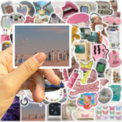 65pcs Retro Millennium Girls Kawaii Stickers Funny Cute Style Decals For Girls Suitcase Phone Guitar Stickers Kids Toys (ONLINE ORDER ONLY)