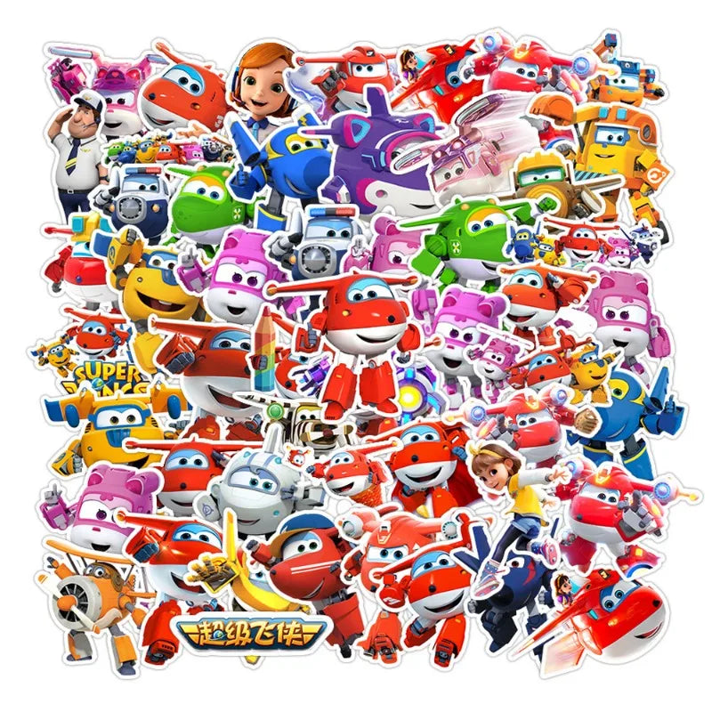 50pcs Super Wings Stickers for Suitcase, Water Bottle, Phone, Laptop, Car, Scooter, Fridge (Online Order Only)