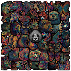 50pcs Cool Cartoon Coloruful Line Animals Stickers Psychedelic Aesthetic Art Waterproof Graffiti Laptop Phone Luggage Decals (ONLINE ORDER ONLY)