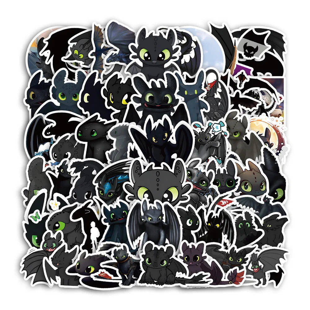 Toothless Dragon Stickers 10/30/60PCS for Laptop, Fridge, Luggage, Guitar, Bike, Skateboard (ONLINE ORDER ONLY)