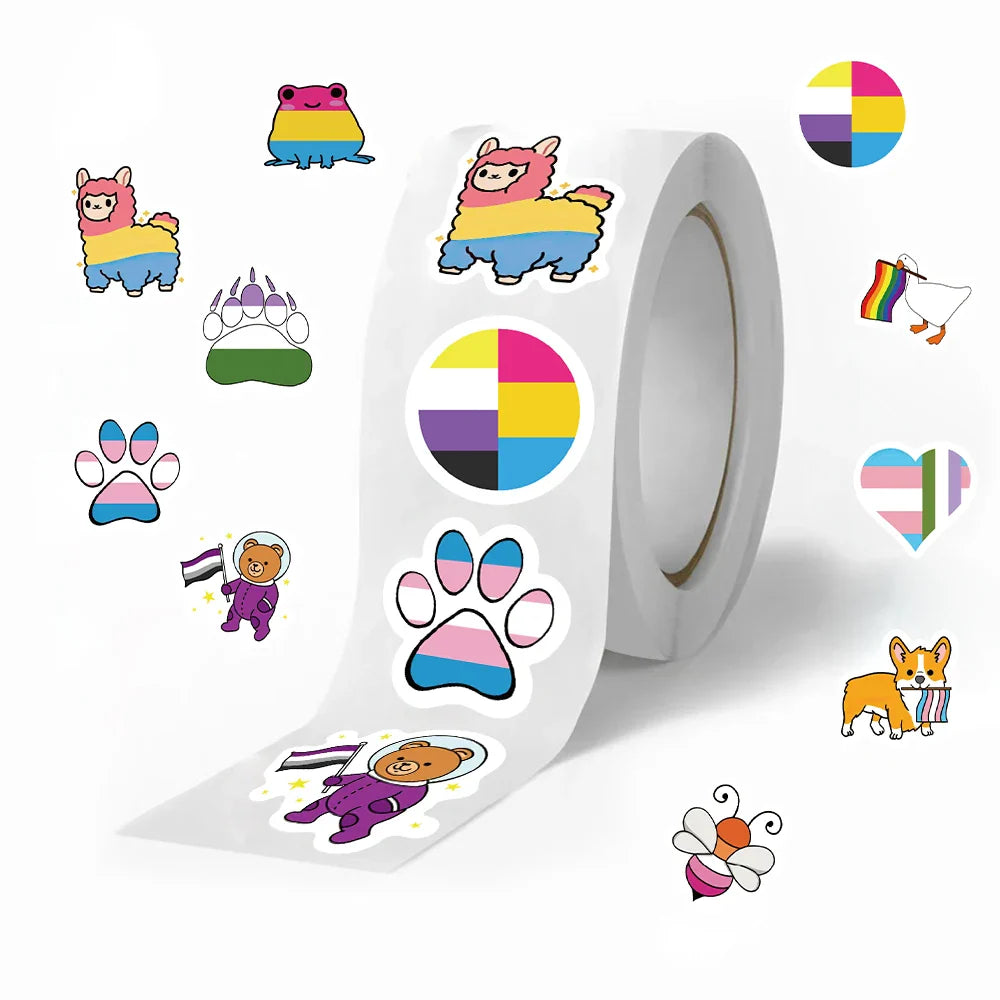 500pcs Rainbow LGBTQ Stickers Roll for Kids for School Reward Decals Students Teachers Cute Animals Stickers Labels (ONLINE ORDER ONLY)