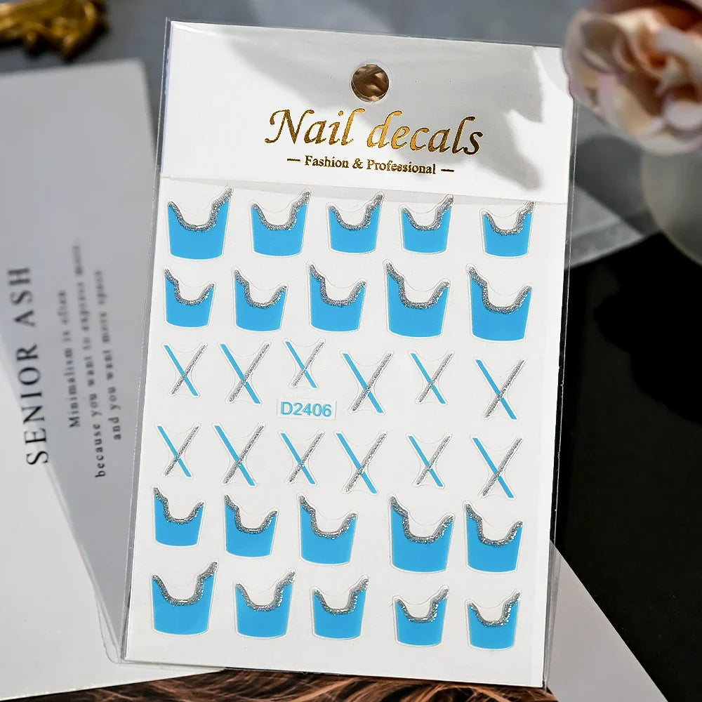 1Pc Red Pink White Heart Bow Nail Art Stickers with Glitter Sequins 5D Self Adhesive Nail Decorations Slider Decals DIY Manicure (ONLINE ORDER ONLY)