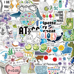 50pcs Biology Laboratory Research Stickers For Furniture Wall Desk Chair Toys Computer Motorcycle Science Chemistry Sticker (ONLINE ORDER ONLY)