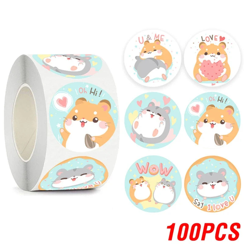 100-500pcs Kawaii Children Reward Stickers Creative School Supplies Cute Animal Encourage Sticker 2.5cm Circle Kids Toy Stickers (Online Order Only)