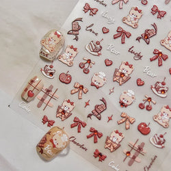 Bowknot Bear Cake Chocolates Food Star Cherry Apple Cook Love Heart Adhesive Nail Art Sticker Rhinestone Reliefs Manicure Decal (ONLINE ORDER ONLY)