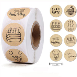 100-500Pcs Round Happy Birthday Sticker For Creativity Cute Stationery Labels Various Sticker Child For Scrapbooking (ONLINE ORDER ONLY)