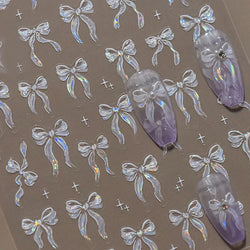 Delicate Jelly chic Bowknot Silk Ribbon Knot Star Shiny Dreamy Self Adhesive Nail Art Decorations Sticker Dressy Manicure Decals (ONLINE ORDER ONLY)